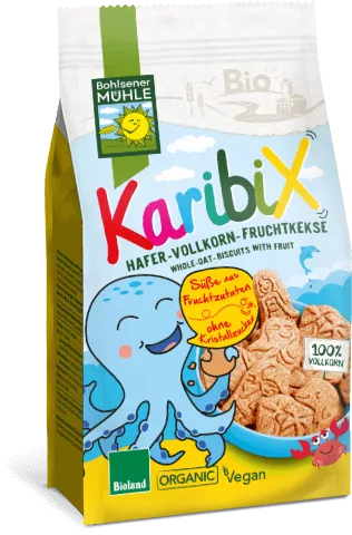 Keks mit Vollkornhafer und Frucht aus biologischem Anbau