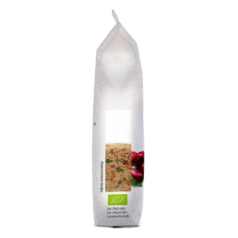 Bohlsener Mühle Bio-Crunchy mit Kräutern in einer transparenten Verpackung.