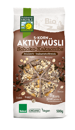 5-Korn Aktiv Müsli Schoko-Kakaonibs