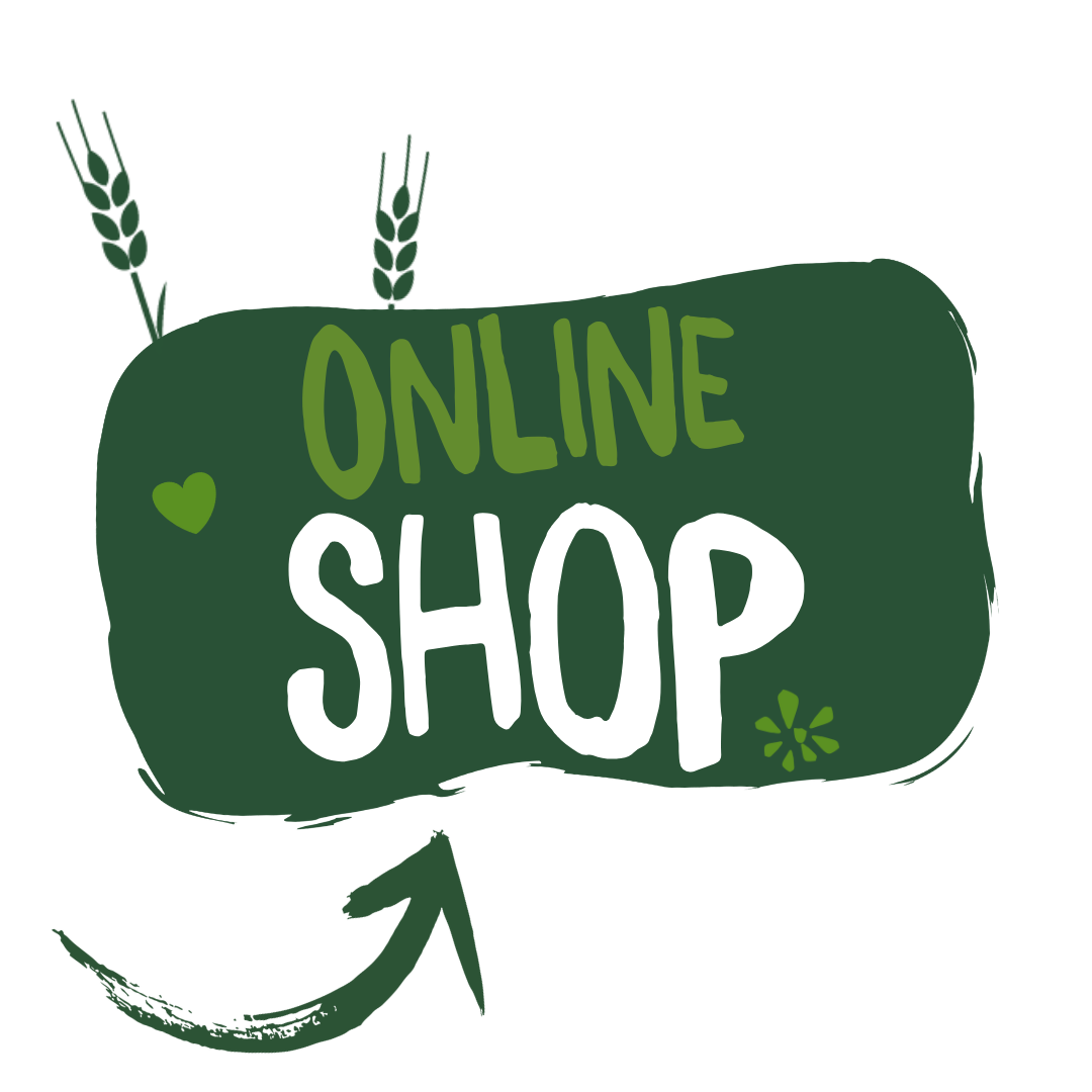 Bohlsener Mühle Online-Shop Logo mit grünem Hintergrund und Pfeil.