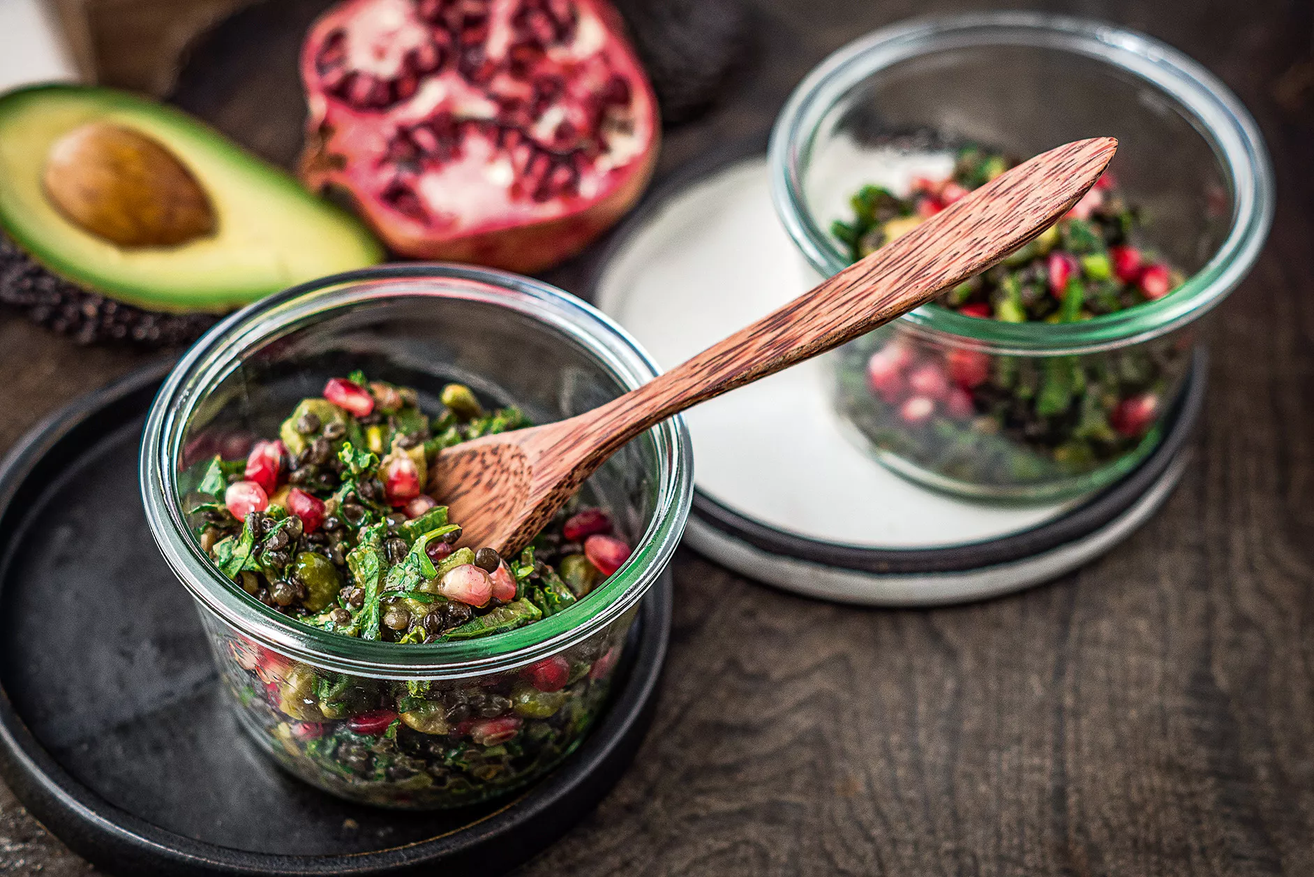 Berglinsensalat mit Greens und Kürbiskernen