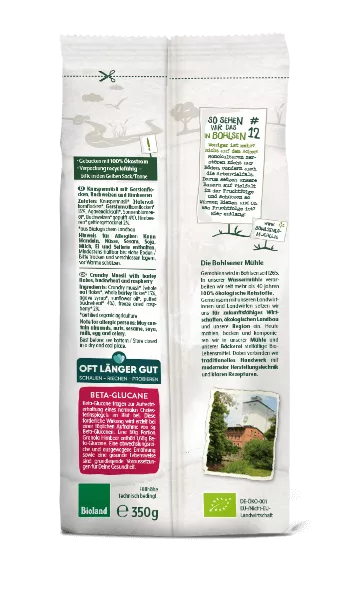 Rückseite Granola Verpackung