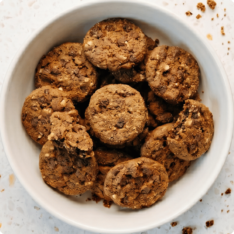 Bohlsener Mühle Crunchy Cookies in einer Schüssel, frisch gebacken und knusprig.