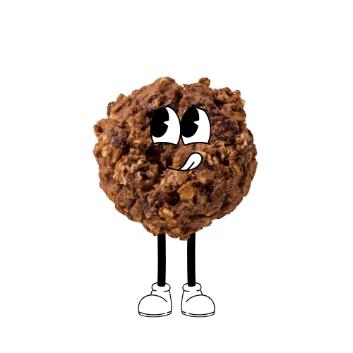 Bohlsener Mühle Cookie mit Schokoladenstückchen und fröhlichem Gesicht.