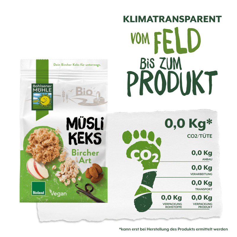 Bohlsener Mühle Müsli Keks Bircher Art mit Äpfeln und Mandeln.