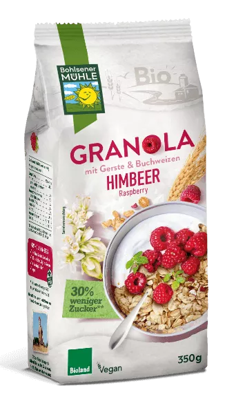 Granola mit Himbeeren 350g - veganes Knupsermüsli